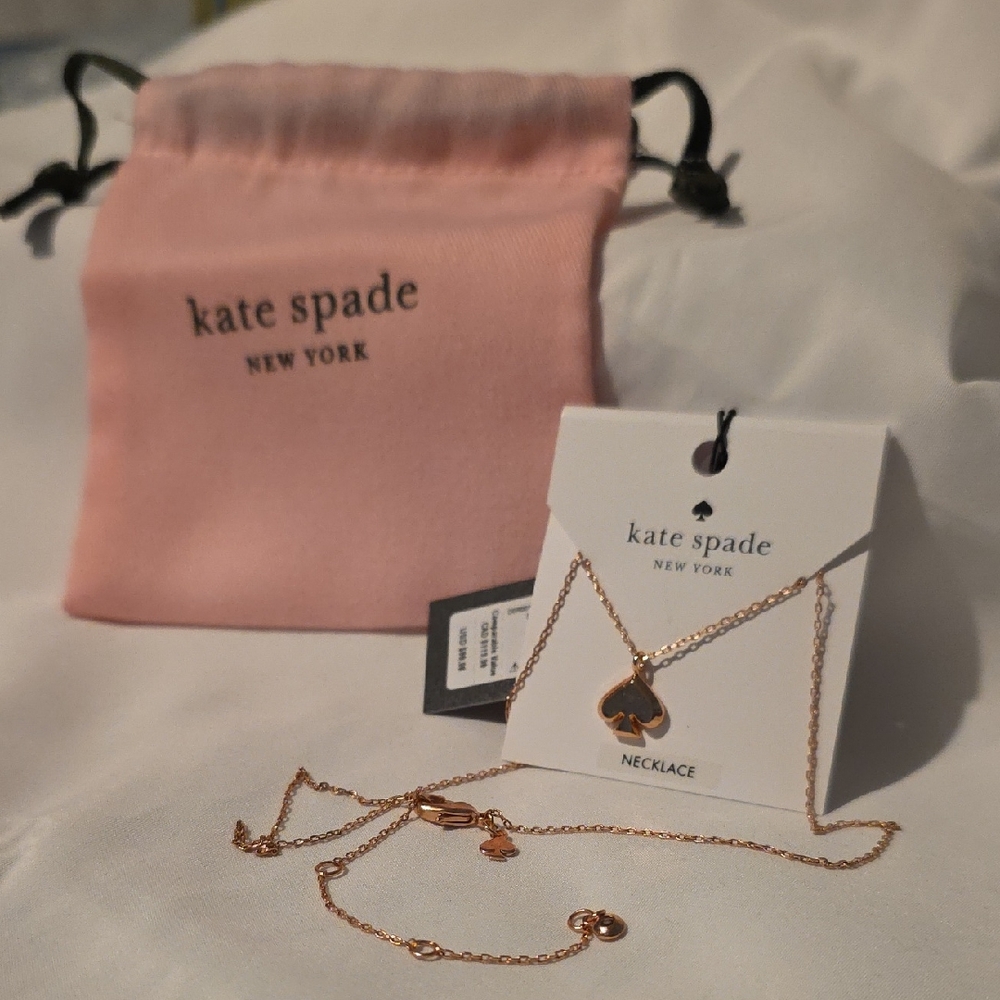 Kate Spade Spade Pendant Necklace Rose Gold with Dustbag NWT